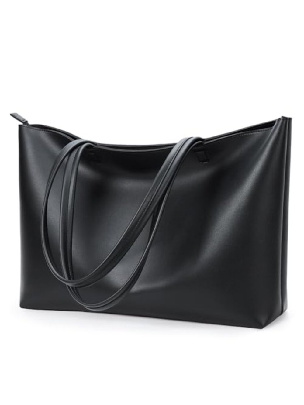 Faux Leather Tote Bag Zipper Shoulder Bag Large Casual Handbag